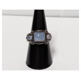 .925 Sterl Square & Oval Moonstone? Ring Sz 9