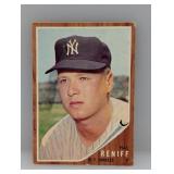 1962 Topps Hal Reniff Variation Yankees Crease