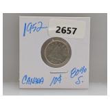 1952 80% Silv Canada Dime
