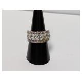 .925 Sterl Opal/Clear Stone Wide Band Sz 8
