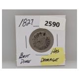 1827 90% Silv Bust Dime (Has Damage)