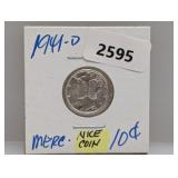 1941-D 90% Silv Mercury Dime