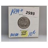 1939-D 90% Silv Mercury Dime