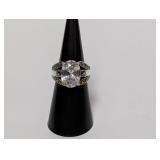 .925 Sterl Oval Faceted Gem Ring Sz 6
