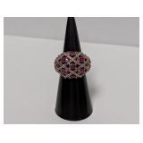 Vermeil/.925 Sterl Pink Lattice Ring Sz 5