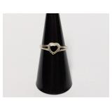 .925 Sterl Black Heart Inlay Ring Sz 7