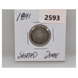 1891 90% Silv Seated Dime