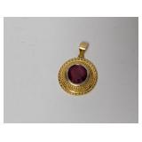 Vermeil & Red Stone Pendant