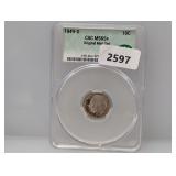 CAC 1949-D MS65+ 90% Silv Roos Dime