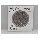 1934-D 90% Silv Peace $1 Dollar