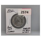 1832 90% Silv Bust Quarter (cleaned)