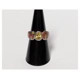 .925 Sterl Oval Yellow Stone/Opal Inlay Ring Sz 7