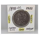 Rare 1878-CC 90% Silv Morgan $1 Dollar