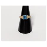 .925 Sterl Faceted Gem Ring w/Side Inlays Sz 8