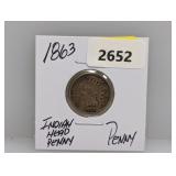 1863 Indian Head Penny