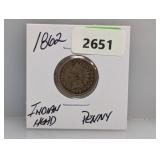 1862 Indian Head Penny