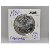 1982 1oz .999 Silv Engelhard Prospector Round