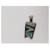 .925 Sterling Blue/Green Inlay Pendant