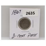 1867 90% Silv Three Cent Piece