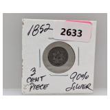 1852 90% Silv Three Cent Piece