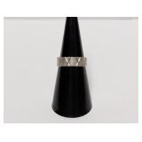 .925 Sterl Geometric X-Pattern Band Sz 7