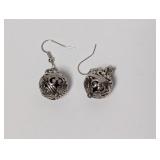 .925 Sterling Ornate Ball Dangle Earrings