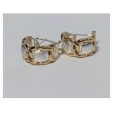 .925 Sterling/Vermeil Buckle Half Hoop Earrings