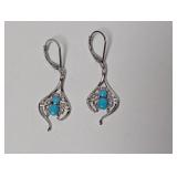 .925 Sterl Turquoise Insect Dangle Earrings
