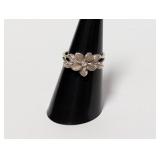 .925 Sterl Floral Ring w/Center Stone Sz 7