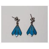 .925 Sterl Turquoise Fan Stud Earrings