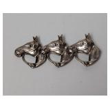 .925 Sterling 3 Horse Head Brooch