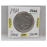 Rare 1921 90% Silv Peace $1 Dollar
