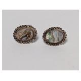 .925 Sterling Abalone Screw On Earrings