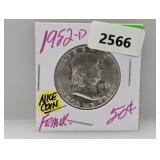 1952-D 90% Silv Franklin Half $1 Dollar
