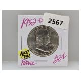 1952-D 90% Silv Franklin Half $1 Dollar