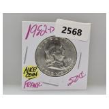 1952-D 90% Silv Franklin Half $1 Dollar