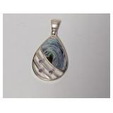 .925 Sterling Abalone/Purple Stone Pendant