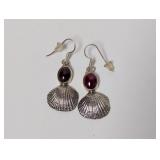 .925 Sterl Shell Earrings w/Purple Stone