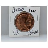 1oz .999 Copper Buffalo Round
