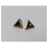 .925 Sterl Triangular Amber Stone Earrings