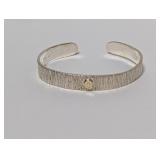 14K/.925 Sterl Patterned Cuff Bracelet