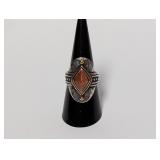 .925 Sterl Mixed Metal Ring w/Glitter Stone Sz 8