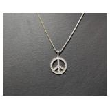 20" ,925 Sterl Chain w/CZ Peace Symbol Pendant