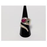 .925 Sterl Adj Wrap Ring w/Dual Stones