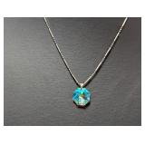 18" .925 Sterl Chain w/Iridescent Faceted Pendant