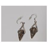 .925 Sterl Mottled Teardrop Stone Earrings