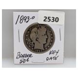 Key Date 1893-O 90% Silv Barber Half $1