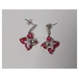 .925 Sterl Pink Flower Earrings