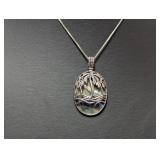 15" .925 Sterl Chain w/Abalone Inlay Tropical Pen