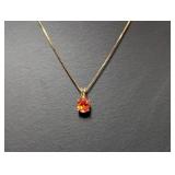 18" Vermeil/.925 Sterl Chain w/Oval Orange Stone